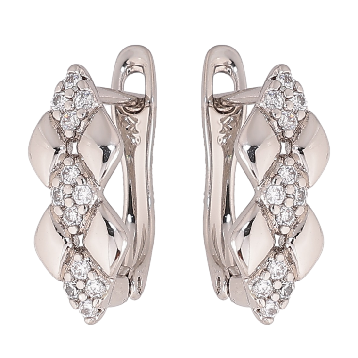 Серьги Xuping цвет Родий английский замок "Узор с кристаллами" фото №12 Серьги Xuping цвет Родий английский замок "Узор с кристаллами" фото №12