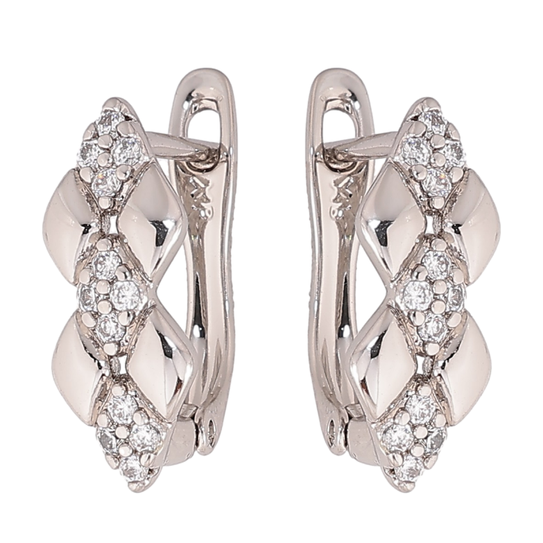 Сережки Xuping колір Родій англійський замок "Візерунок з кристалами" фото №6