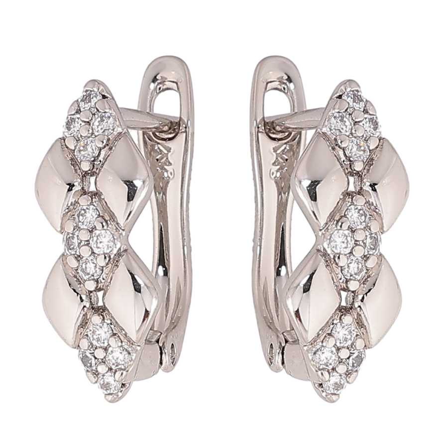 Сережки Xuping колір Родій англійський замок "Візерунок з кристалами" фото №1