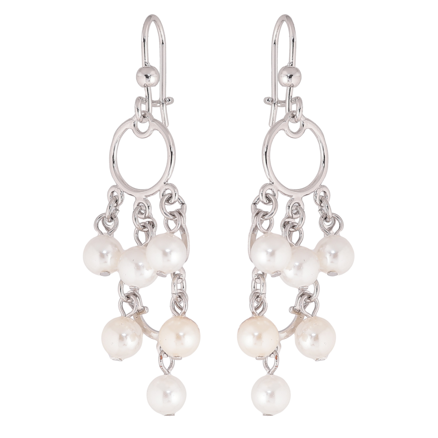 Сережки Xuping колір Родій французький замок "Декоративні підвіски з перлинними бусинами" фото №1