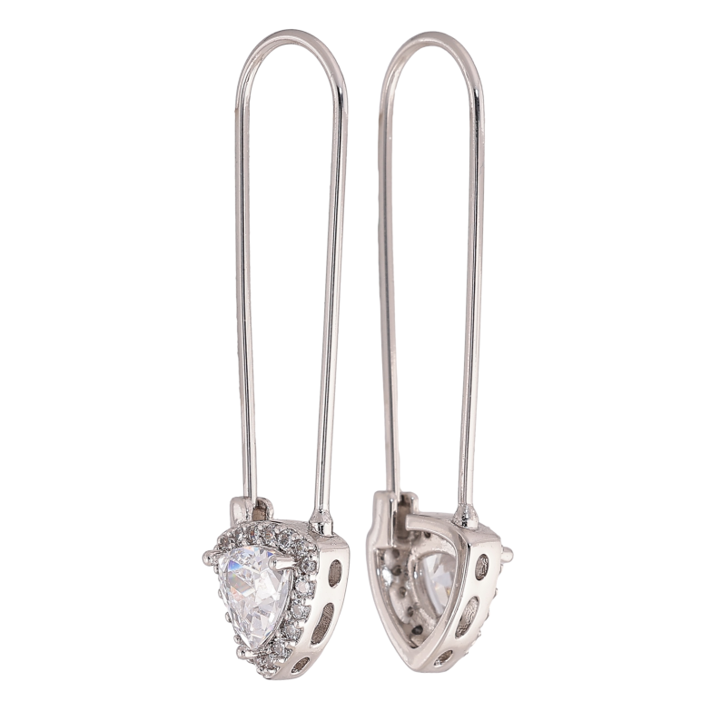 Сережки Xuping колір Родій французький замок "Шпильки з кристалами" фото №1