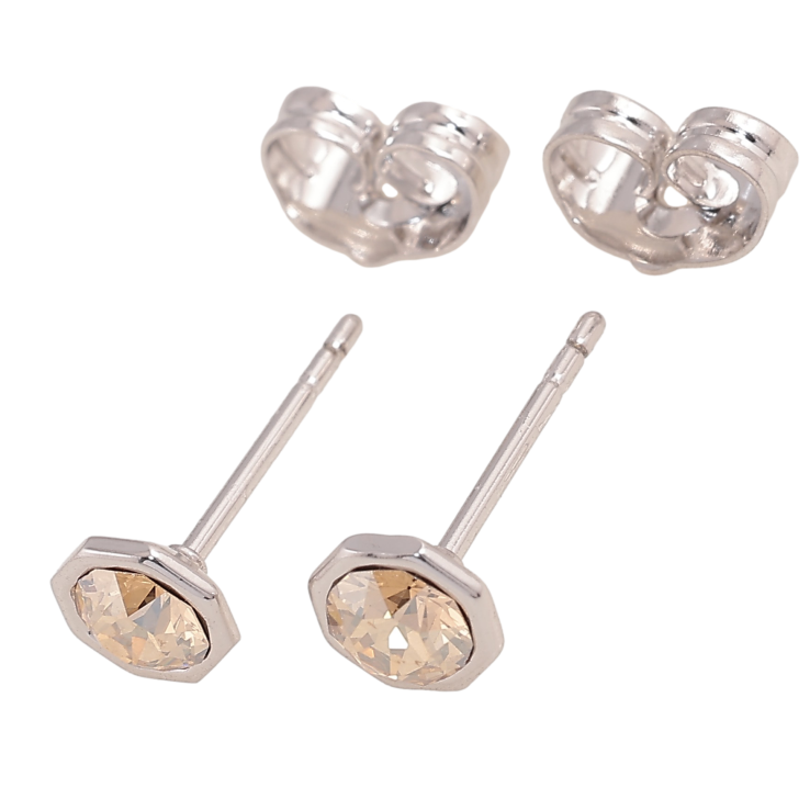 Сережки Xuping колір Родій із кристалами Swarovski пусети "Кристали Topaz" ø 6мм фото №20