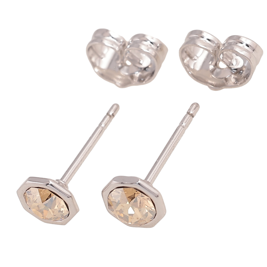 Сережки Xuping колір Родій із кристалами Swarovski пусети "Кристали Topaz" ø 6мм фото №1