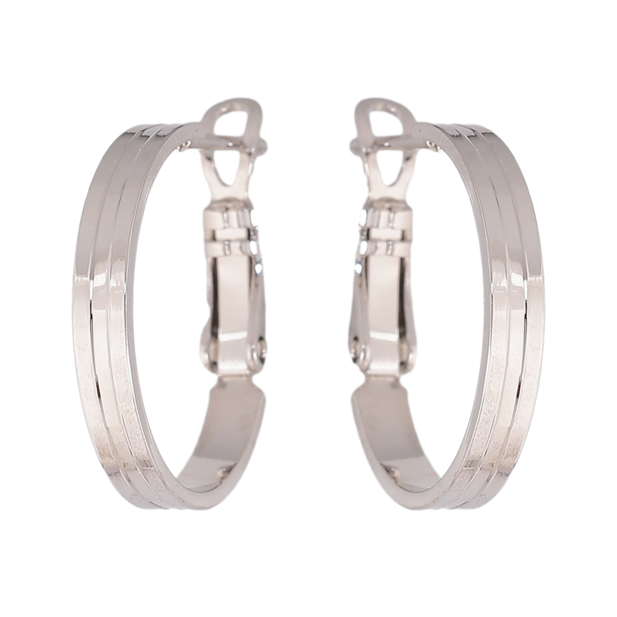 Сережки Xuping колір Родій кільця (конго) "Декоративний візерунок" ø 2см фото №1