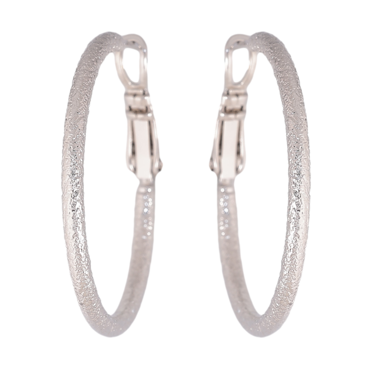 Сережки Xuping колір Родій кільця (конго) "Візерунок шагренню" ø 3см фото №11 Сережки Xuping колір Родій кільця (конго) "Візерунок шагренню" ø 3см фото №11