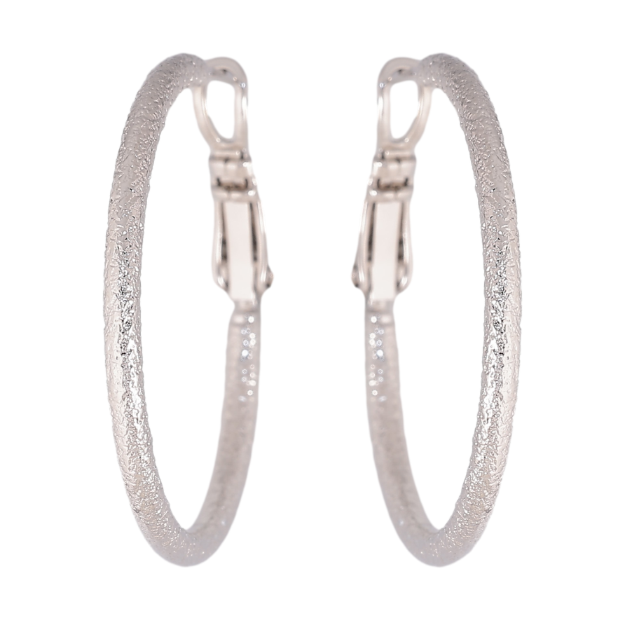 Сережки Xuping колір Родій кільця (конго) "Візерунок шагренню" ø 3см фото №1