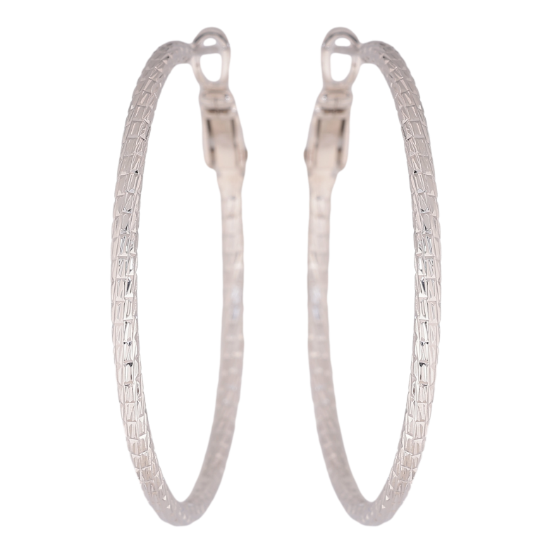 Сережки Xuping колір Родій кільця (конго) "Декоративний візерунок" ø 4см фото №2 Сережки Xuping колір Родій кільця (конго) "Декоративний візерунок" ø 4см фото №2