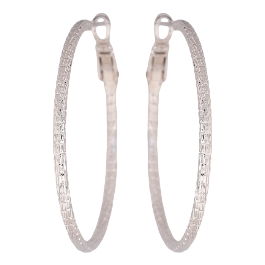 Сережки Xuping колір Родій кільця (конго) "Декоративний візерунок" ø 4см фото №1 Сережки Xuping колір Родій кільця (конго) "Декоративний візерунок" ø 4см фото №1