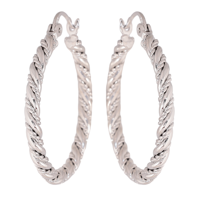 Серьги Xuping цвет Родий кольца (конго) "Декоративный узор" ø 3см фото №1