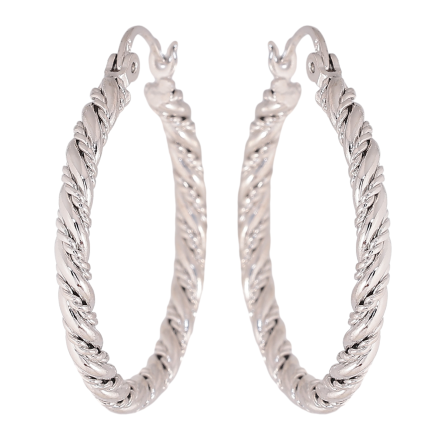 Сережки Xuping колір Родій кільця (конго) "Декоративний візерунок" ø 3см фото №1