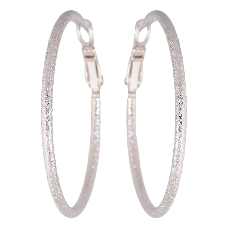 Сережки Xuping колір Родій кільця (конго) "Візерунок шагренню" ø 4см фото №10 Сережки Xuping колір Родій кільця (конго) "Візерунок шагренню" ø 4см фото №10