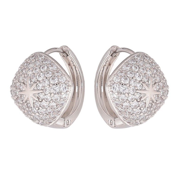 Серьги Xuping цвет Родий колечки "Инкрустация кристаллами" фото №15