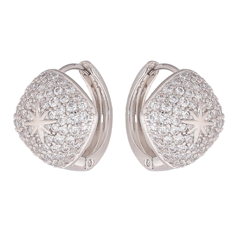 Серьги Xuping цвет Родий колечки "Инкрустация кристаллами" фото №1