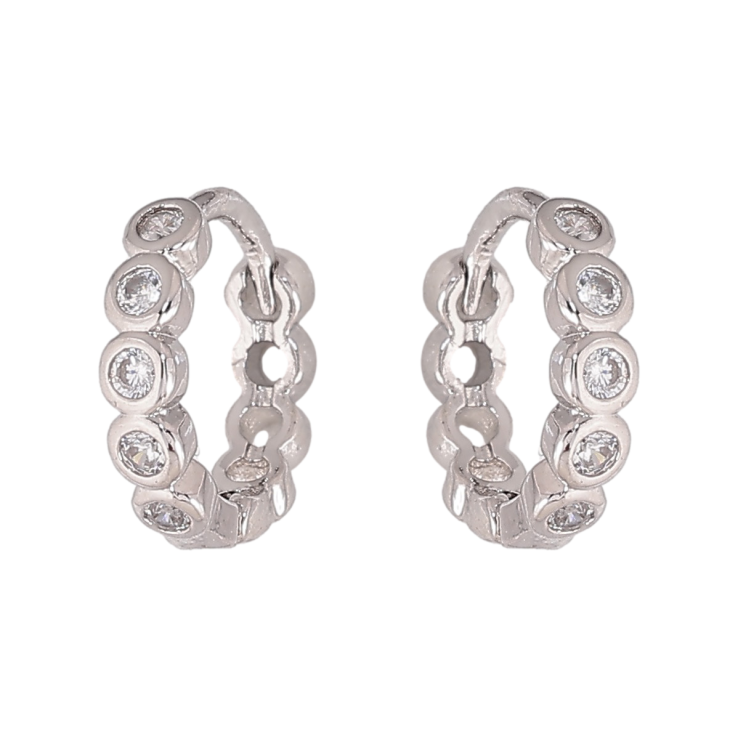 Сережки Xuping колір Родій колечка "Доріжки кристалів" фото №23