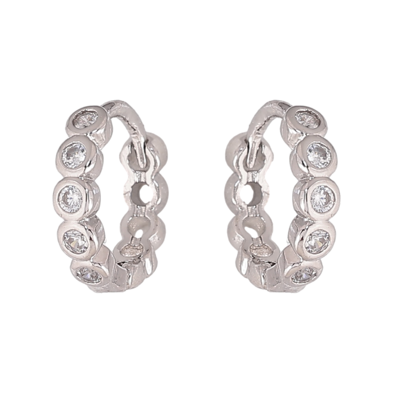 Сережки Xuping колір Родій колечка "Доріжки кристалів" фото №4