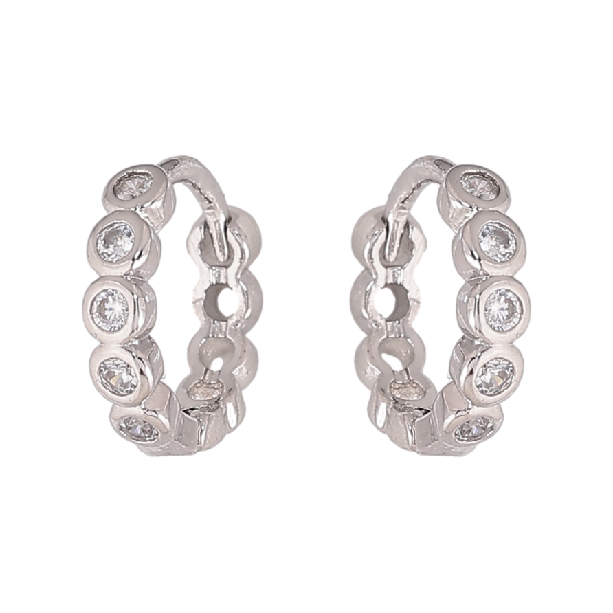 Сережки Xuping колір Родій колечка "Доріжки кристалів" фото №1