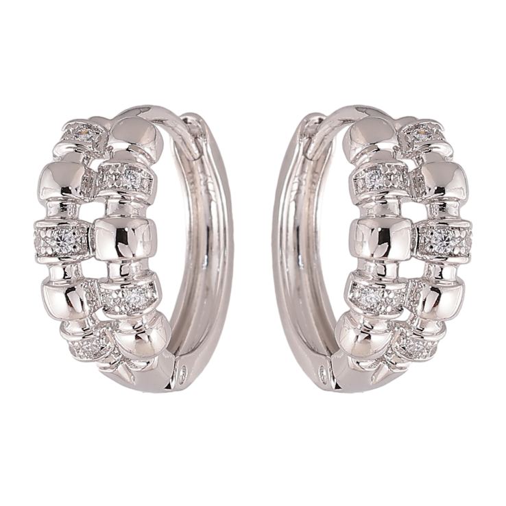 Сережки Xuping колір Родій колечка "Візерунок з кристалами" фото №5