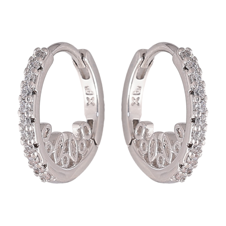 Серьги Xuping цвет Родий колечки "Боковой узор с кристальной дорожкой" фото №25