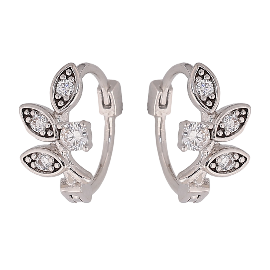 Сережки Xuping колір Родій колечка "Гілочки з кристалами" фото №1 Сережки Xuping колір Родій колечка "Гілочки з кристалами" фото №1