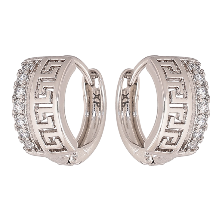 Серьги Xuping цвет Родий колечки "Греческий узор с кристаллами" фото №16