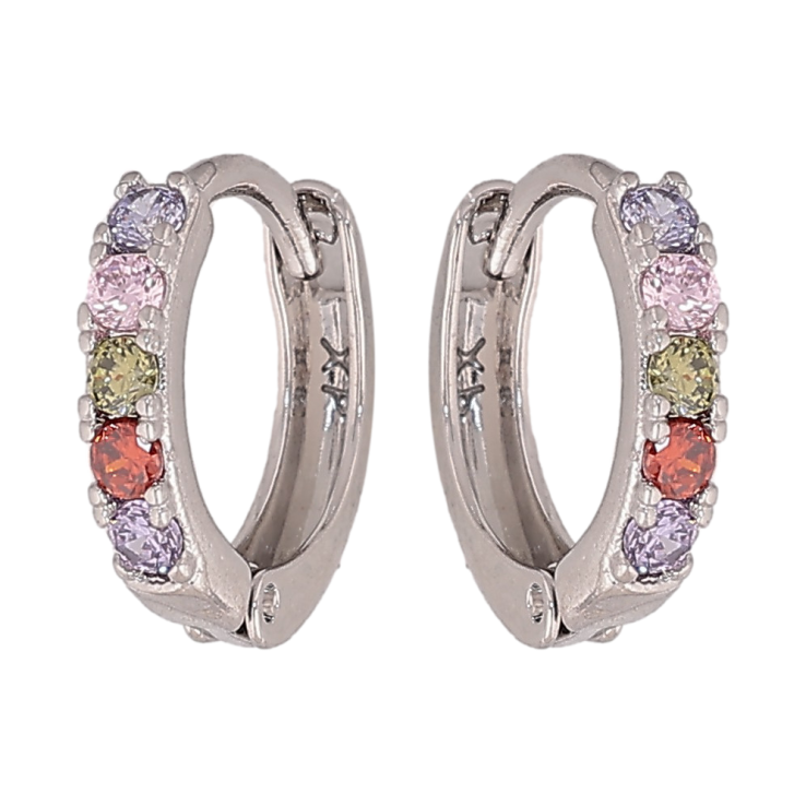 Серьги Xuping цвет Родий колечки "Дорожки разноцветных кристаллов" фото №9