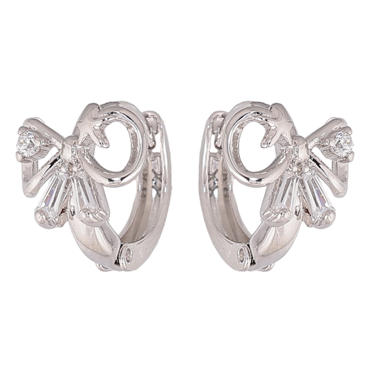 Сережки Xuping колір Родій колечка "Банти з кристалами" фото №24