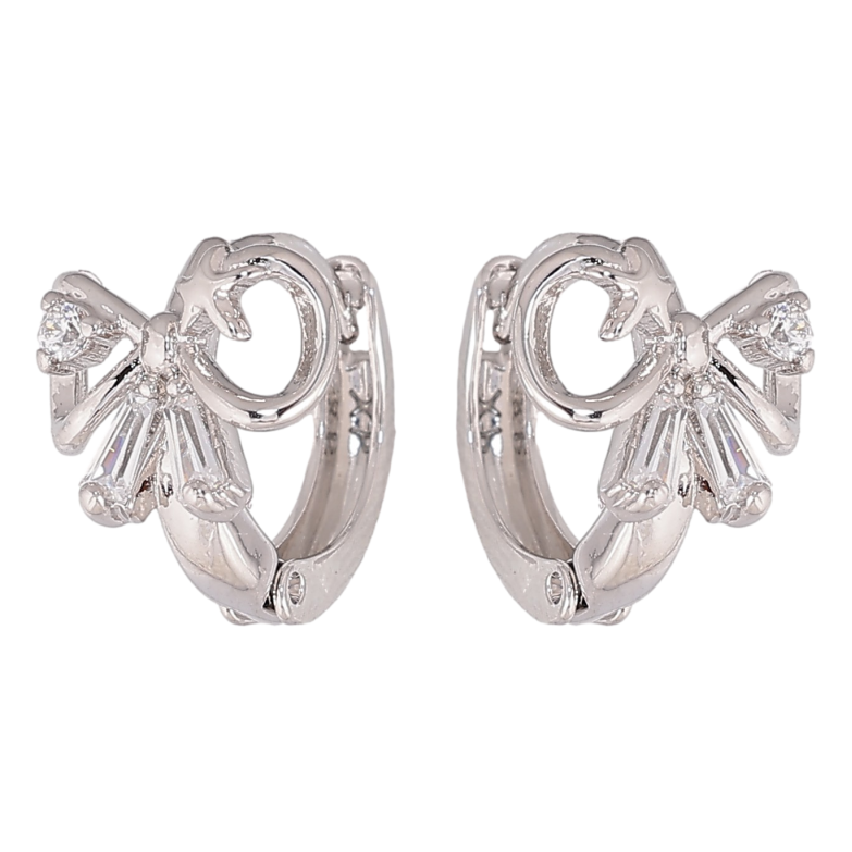 Серьги Xuping цвет Родий колечки "Банты с кристаллами" фото №1