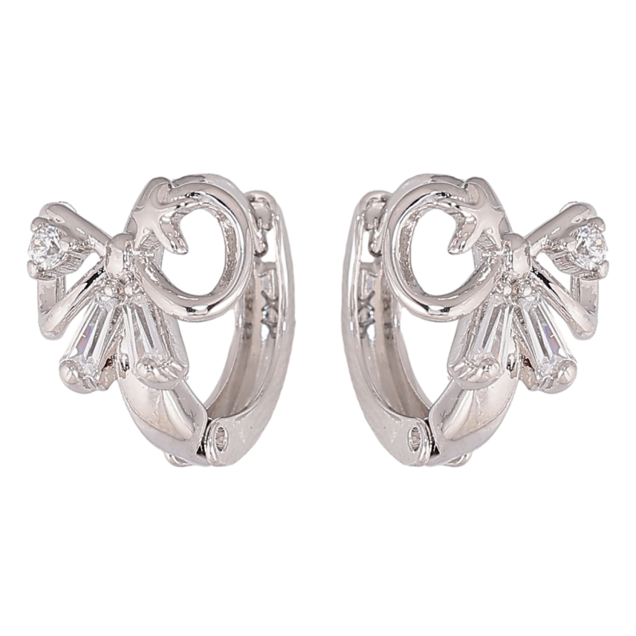 Сережки Xuping колір Родій колечка "Банти з кристалами" фото №1