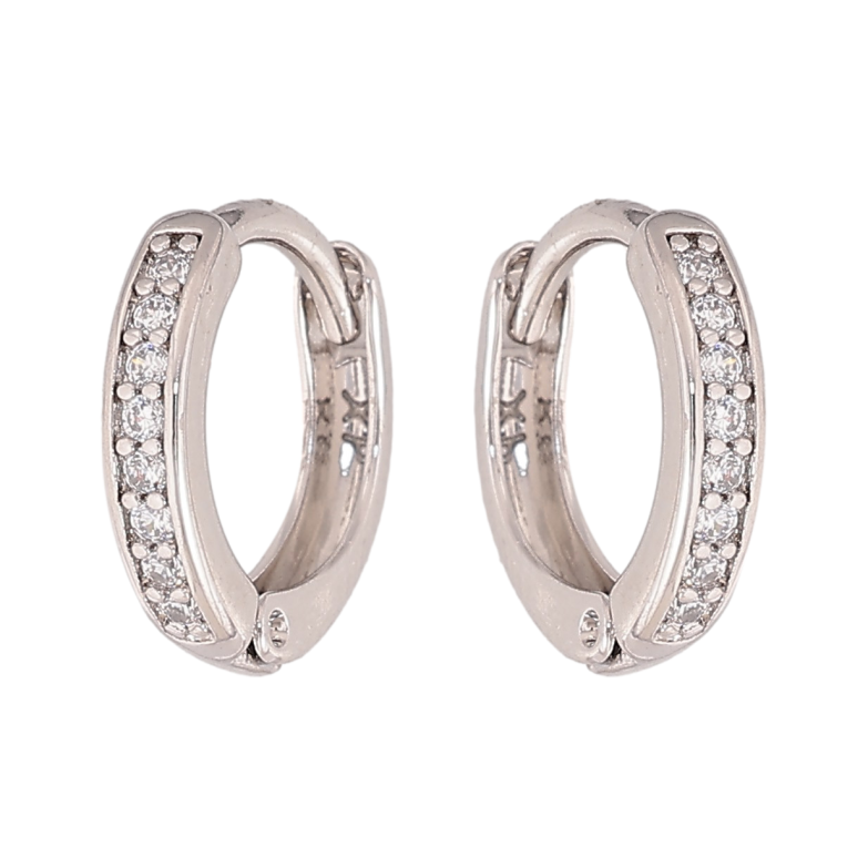 Сережки Xuping колір Родій колечка "Доріжки кристалів" фото №1 Сережки Xuping колір Родій колечка "Доріжки кристалів" фото №1