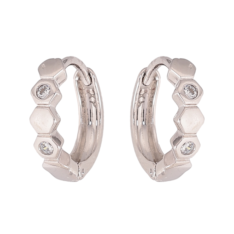 Сережки Xuping колір Родій колечка "Візерунок з кристалами" фото №1 Сережки Xuping колір Родій колечка "Візерунок з кристалами" фото №1