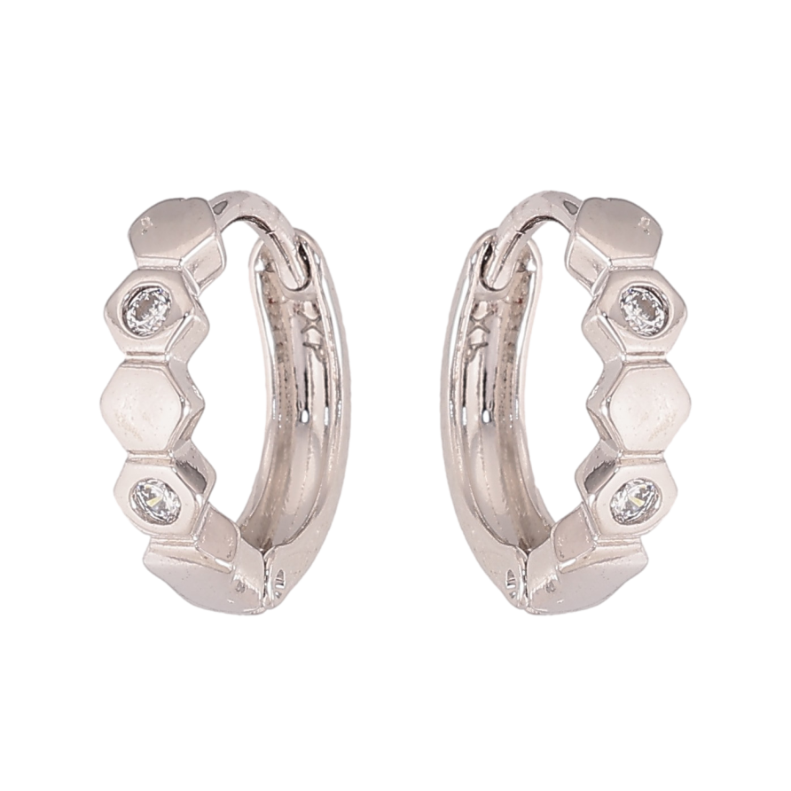 Сережки Xuping колір Родій колечка "Візерунок з кристалами" фото №1 Сережки Xuping колір Родій колечка "Візерунок з кристалами" фото №1