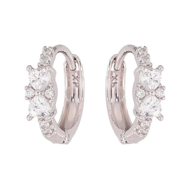 Сережки Xuping колір Родій колечка "Візерунок з кристалами" фото №8 Сережки Xuping колір Родій колечка "Візерунок з кристалами" фото №8