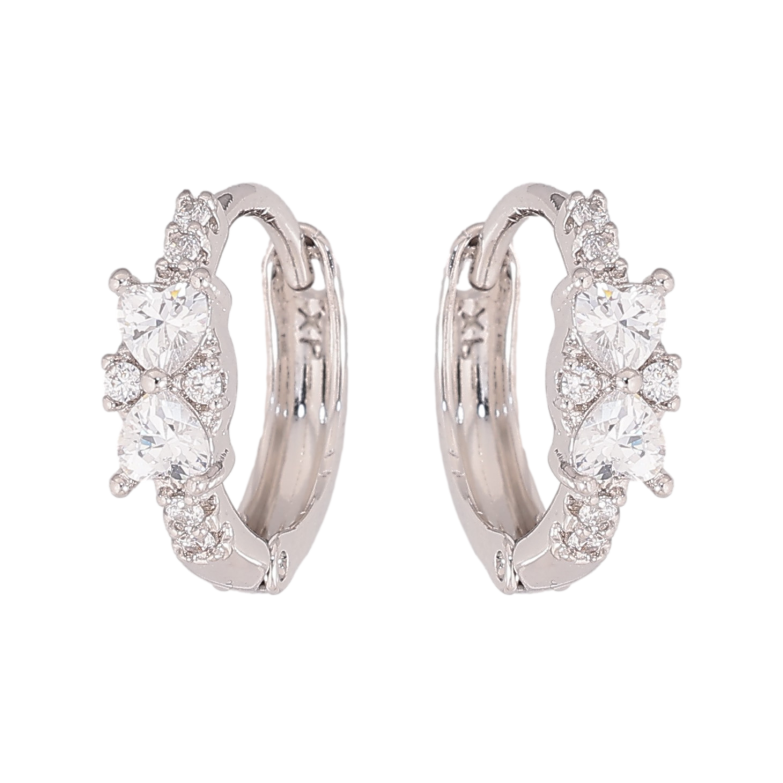 Сережки Xuping колір Родій колечка "Візерунок з кристалами" фото №1 Сережки Xuping колір Родій колечка "Візерунок з кристалами" фото №1