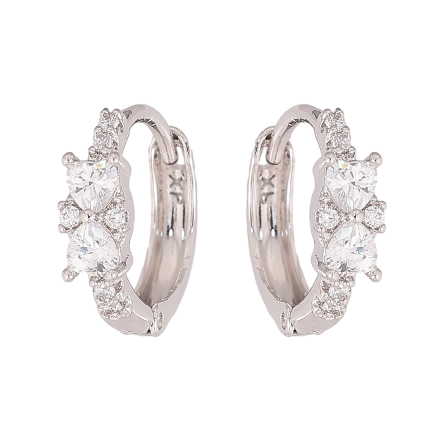 Сережки Xuping колір Родій колечка "Візерунок з кристалами" фото №1 Сережки Xuping колір Родій колечка "Візерунок з кристалами" фото №1