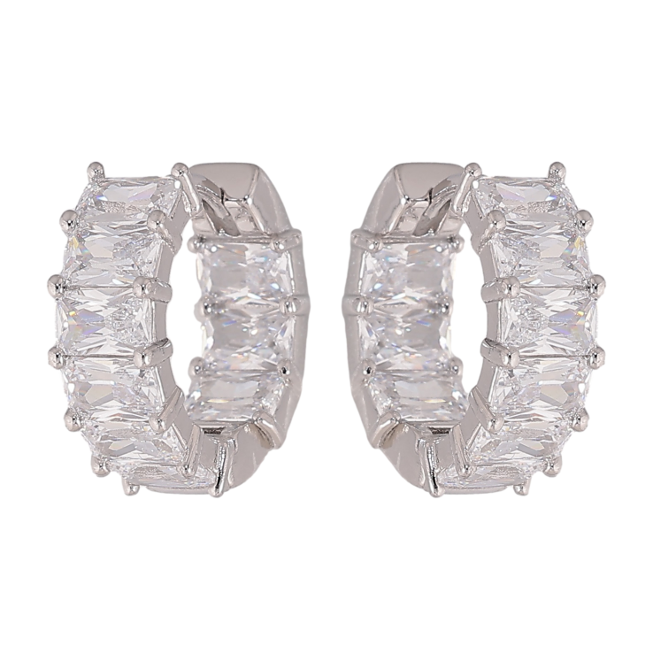 Сережки Xuping колір Родій колечка "Доріжки кристалів" фото №14