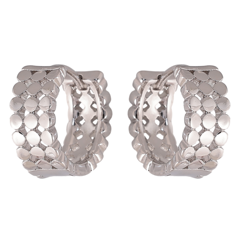 Сережки Xuping колір Родій колечка "Декоративний візерунок" фото №1