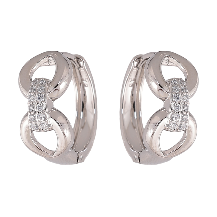 Серьги Xuping цвет Родий колечки "Узор с кристаллами" фото №13