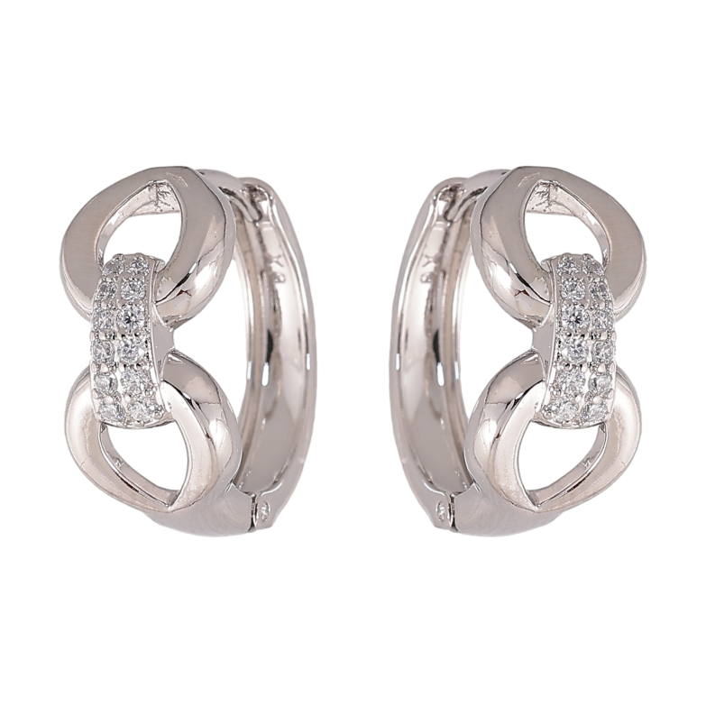 Серьги Xuping цвет Родий колечки "Узор с кристаллами" фото №3