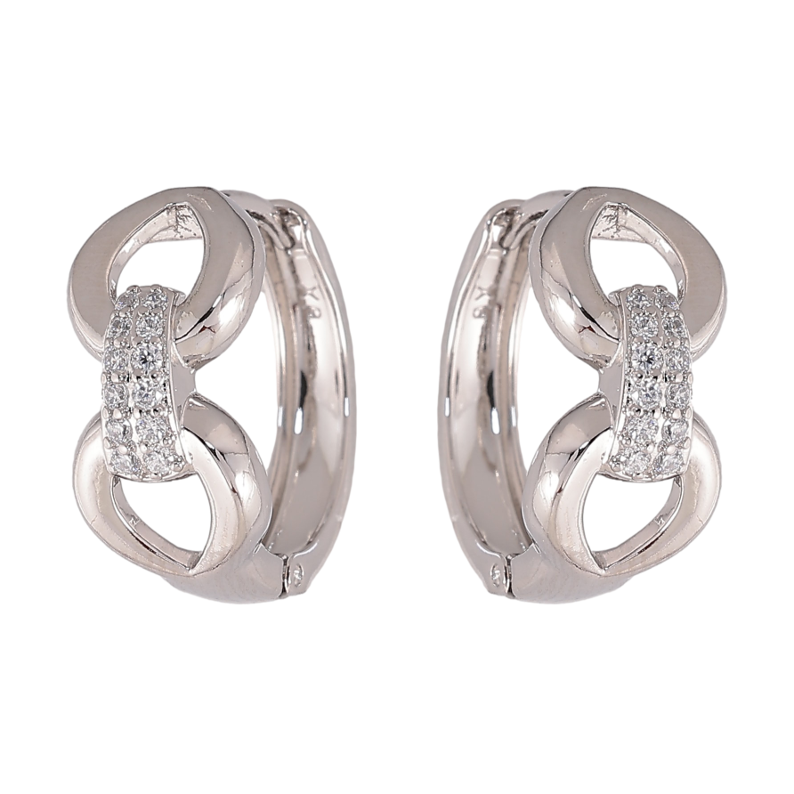 Серьги Xuping цвет Родий колечки "Узор с кристаллами" фото №1