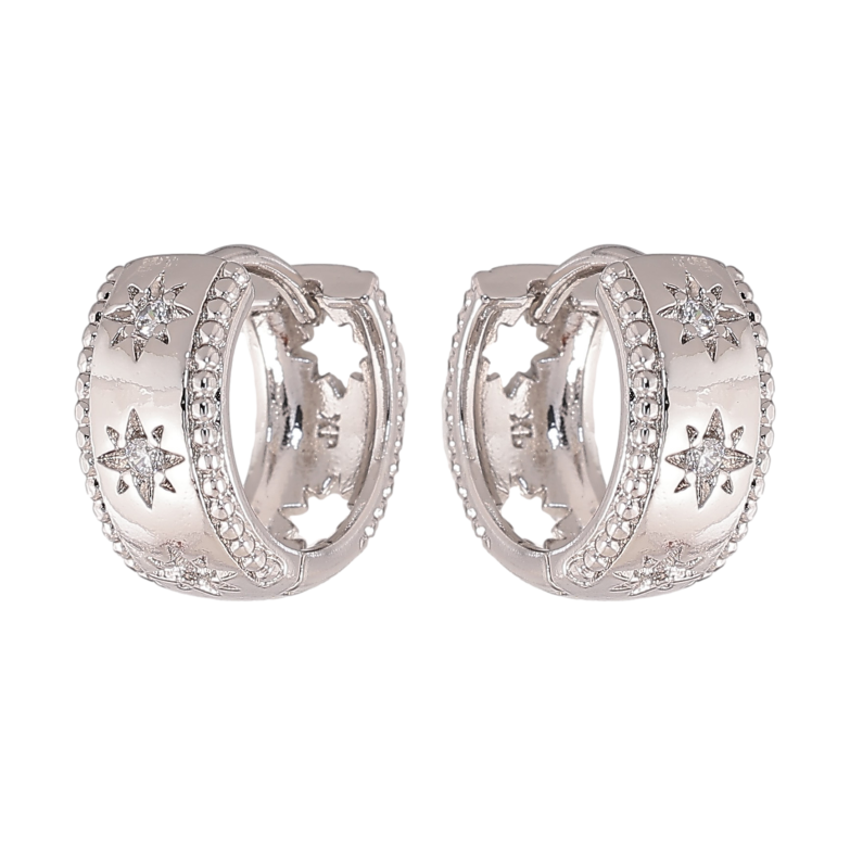 Сережки Xuping колір Родій колечка "Візерунок зірки з кристалами" фото №1