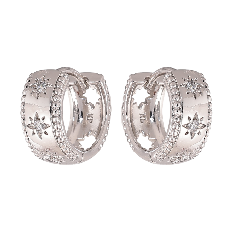 Сережки Xuping колір Родій колечка "Візерунок зірки з кристалами" фото №1