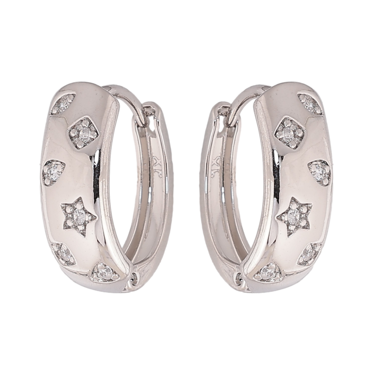 Сережки Xuping колір Родій колечка "Візерунок з кристалами" фото №12