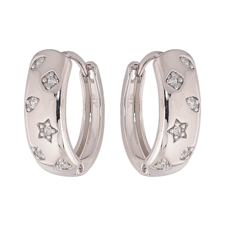 Сережки Xuping колір Родій колечка "Візерунок з кристалами" фото №2