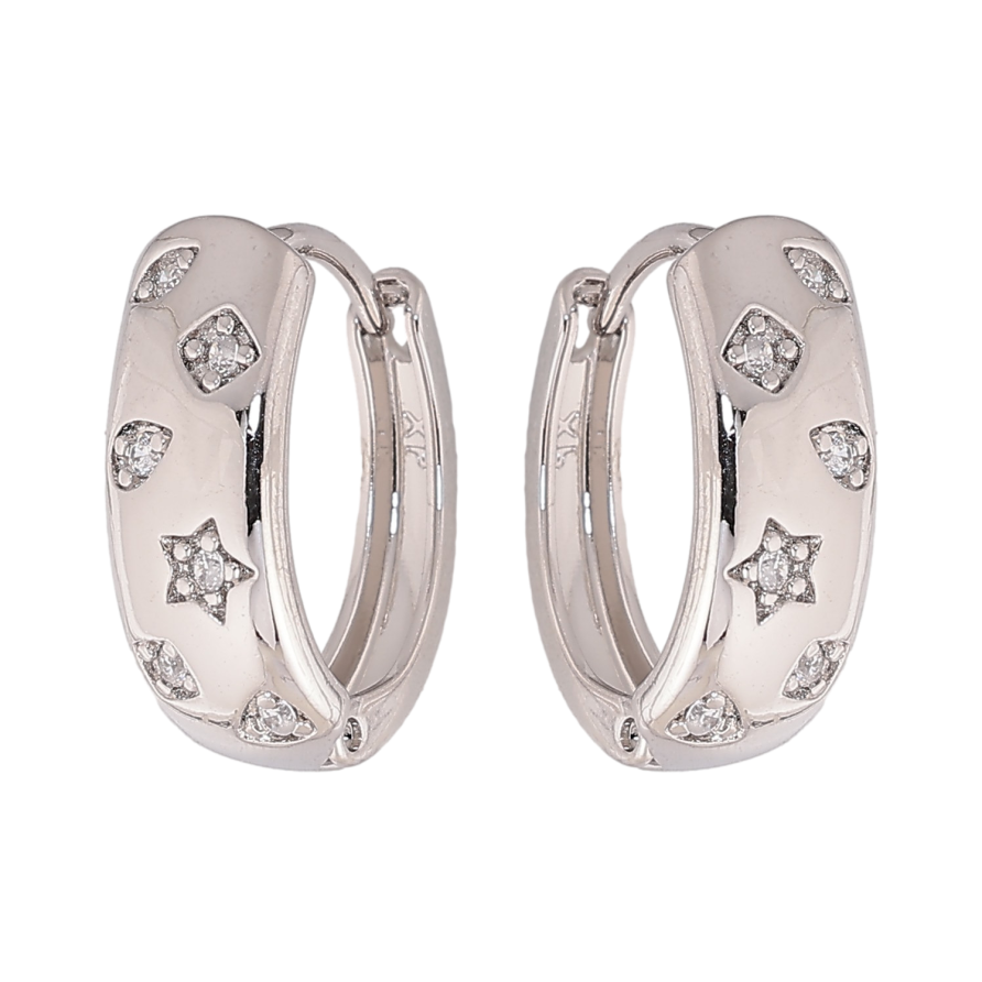 Сережки Xuping колір Родій колечка "Візерунок з кристалами" фото №1