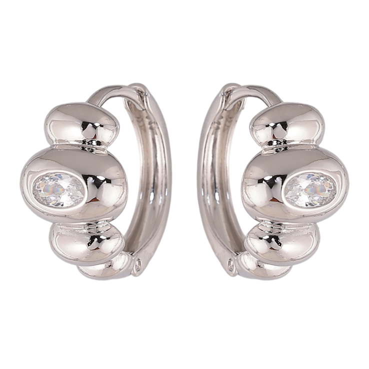 Серьги Xuping цвет Родий колечки "Узор с кристаллами" фото №18