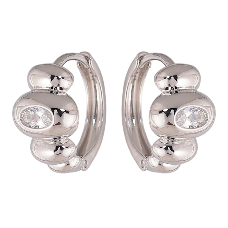 Сережки Xuping колір Родій колечка "Візерунок з кристалами" фото №1