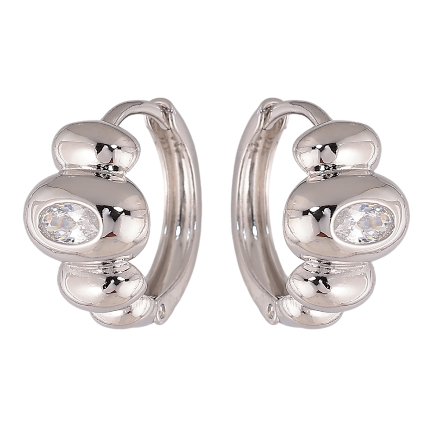 Серьги Xuping цвет Родий колечки "Узор с кристаллами" фото №1