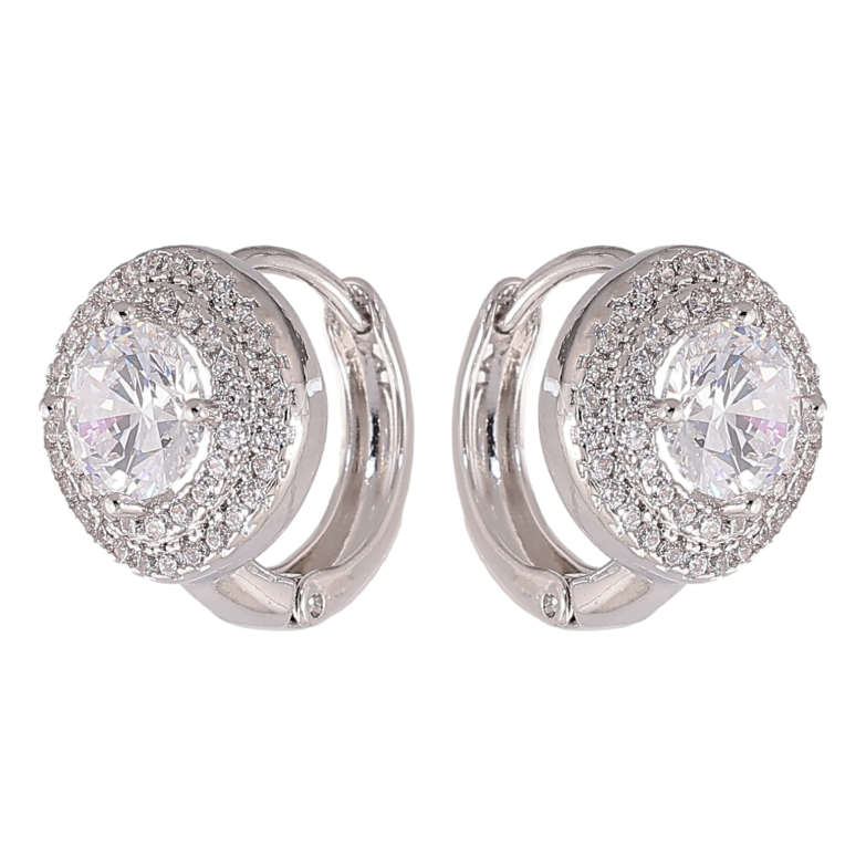 Серьги Xuping цвет Родий колечки "Инкрустация кристаллами" фото №1