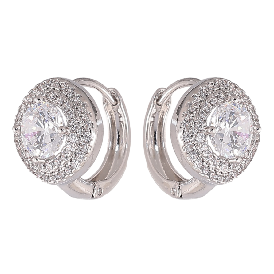 Серьги Xuping цвет Родий колечки "Инкрустация кристаллами" фото №1