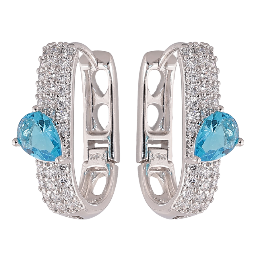 Серьги Xuping цвет Родий колечки "Инкрустация кристаллами" фото №1
